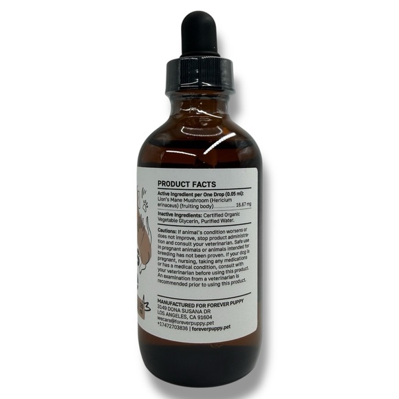 Forever Puppy Lion’s Mane Mushroom Liquid Supplement for Dogs 4oz EXP 10/27 - Picture 9 of 14